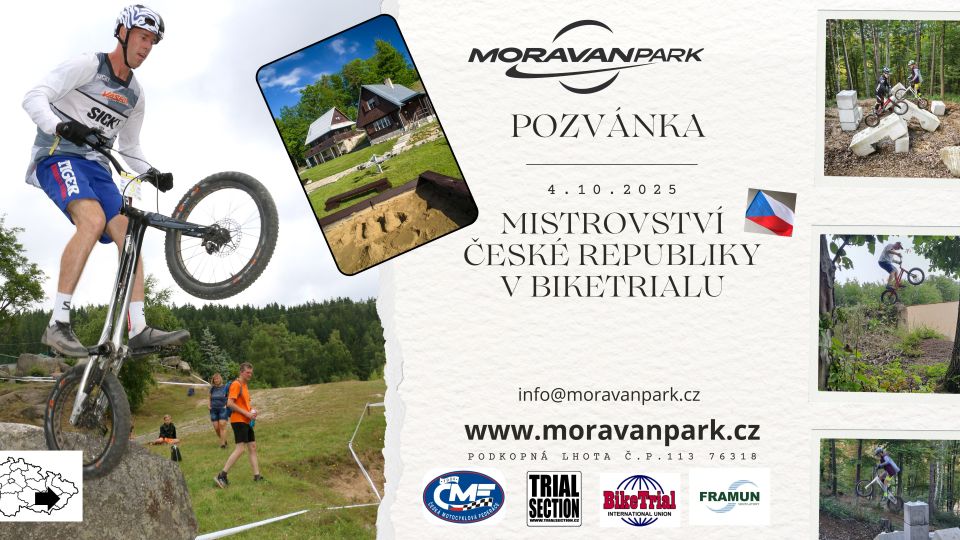 Pozvánka - Mistrovství České republiky v BIKETRIALU - MORAVANPARK 2025